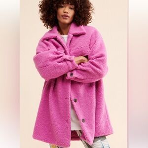 Avec Les Filles Teddy Bear Pink coat